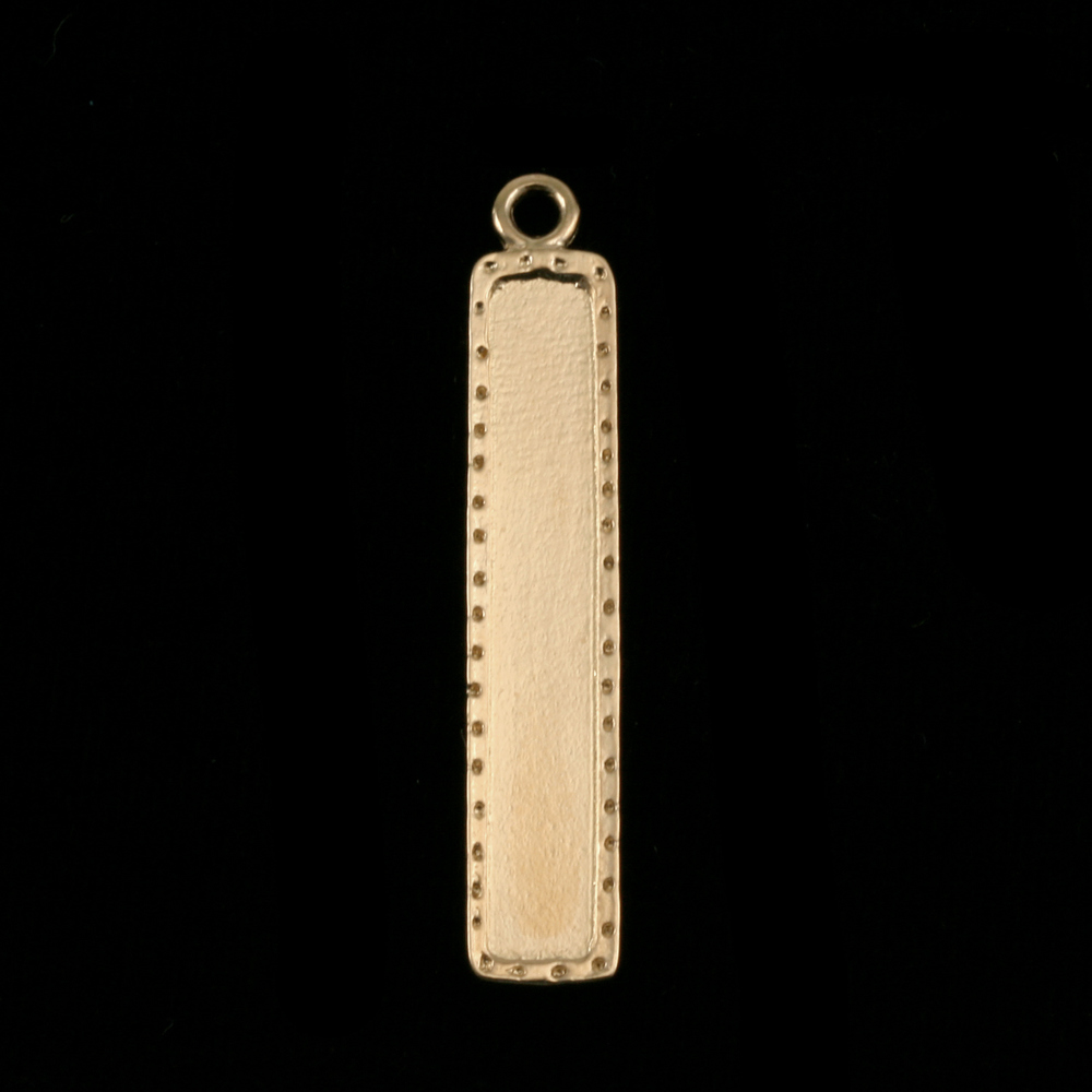 Metal Stamping Blanks Gold Plated Dotted Raised Edge Rectangle Pendant, 40.5mm (1.60") x 7.5mm (.30"), 16g